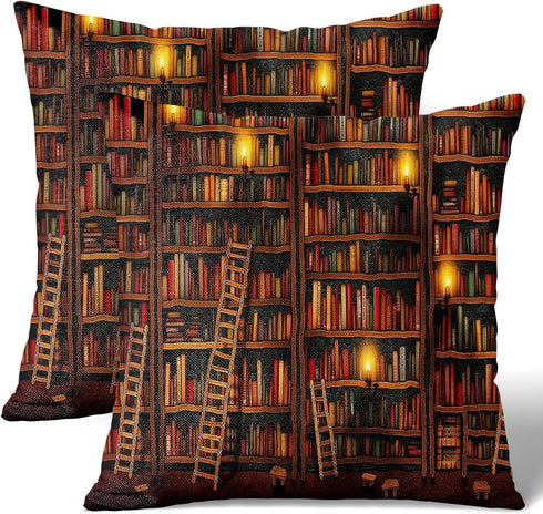 18x18 Inch Linen Throw Pillow Covers Set (Pack of 2) - Retro