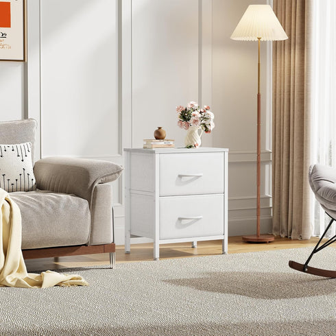 2 20" Closet, Sweetcrispy Nightstand with Storage Drawers, Height Small Bed Side Furniture End Table, Wooden Top Fabric