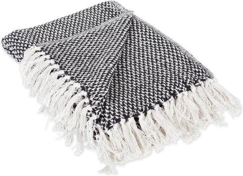 DII 100% Cotton Basket Weave Throw Blanket, 50 x 60, Indoor/Outdoor Use, Black