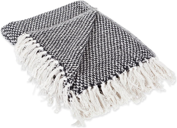 DII 100% Cotton Basket Weave Throw Blanket, 50 x 60, Indoor/Outdoor Use, Black