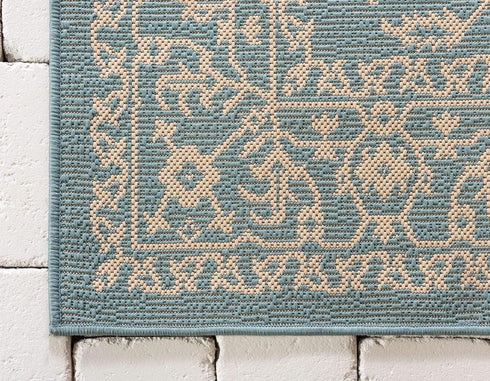 Unique Loom Outdoor Botanical Collection Area Rug - Light Blue/Beige Allover (2' x 3' 1" Rectangle)