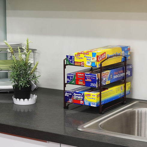Simple Houseware Bronze Kitchen Wrap Organizer Rack