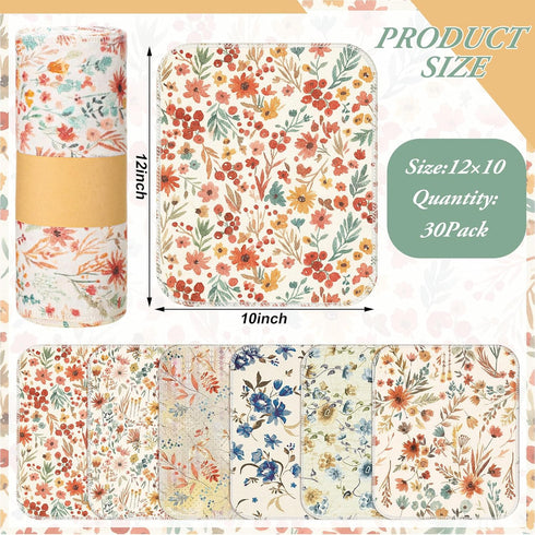 30 Redbaker Pcs Reusable Paper Towels Rolls Towels Bulk Kitchen Washable Paperless Cloth Cotton Hand Napkins
