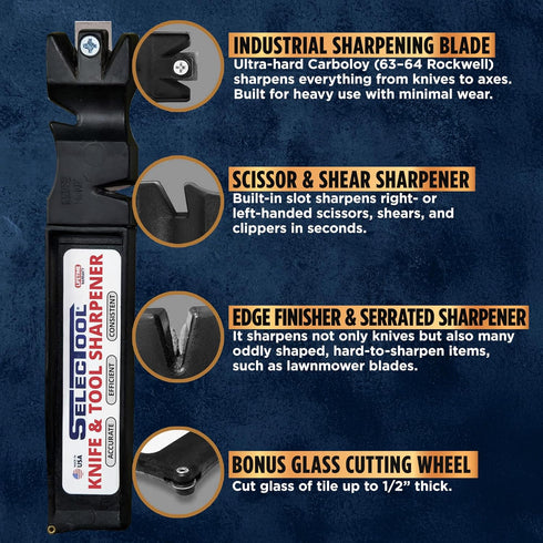 SELECTOOL MultiTool Blade Sharpener, Tool and Knife Sharpener for Kitchen Knives, EDC Gadgets, Black