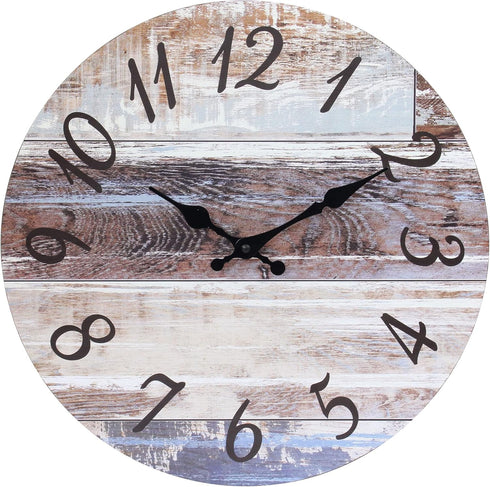 Stonebriar Vintage Farmhouse 14 Inch Round Hanging Wall Clock, Battery Operated