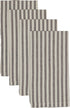 Set of 4 Farmhouse Ticking Stripe Gray Napkins, 18" x 18", Kitchen & Dining Decor in Farmhouse Style