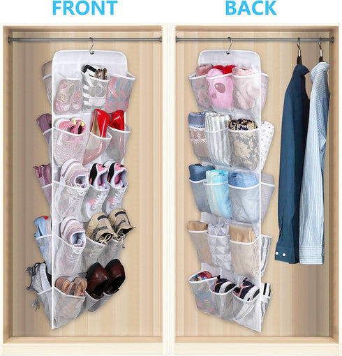 30 Closet MISSLO Large Pockets Dual Sided Hanging Baby Shoe Organizer for with Rotating Hanger Hanging Shoe Shelves
