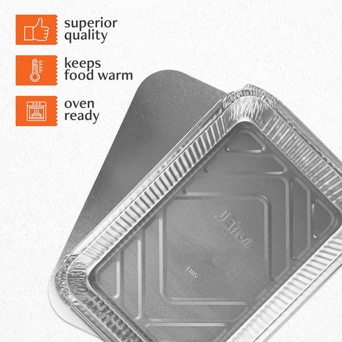 PLASTICPRO Disposable 4 LB Aluminum Takeout Tin Foil Pans, 12'' X 8'' X 2'' Inch, Pack of 5