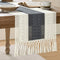 ZeeMart Macrame Style Bicolor Stitching Table Runner, 14 x 36 Inch Charcoal/Ivory,