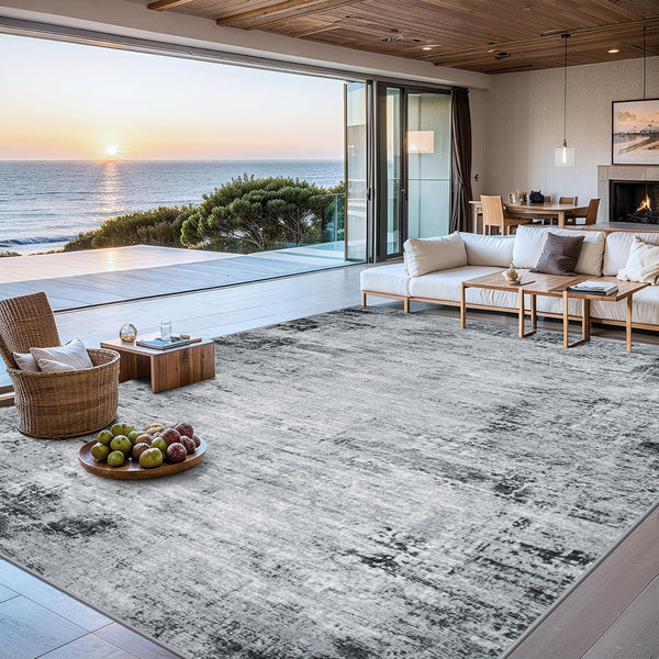 Area Rugs Living Room Rug - 5x7 Washable Modern Abstract Soft Neutral
