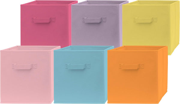 Pomatree 13x13x13 Inch Storage Cubes - 6 Pack, Fun Colored Large Bins for Home, Kids Room, and Closet