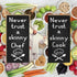 Popfizzy Funny Kitchen Wall Decor, Never Trust a Skinny Cook Sign, 5"x10", Skinny Chef Kitchen Decoration