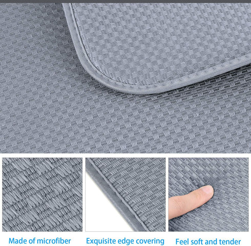 2 Pack Dish Drying Mats for Kitchen, Microfiber Drying Rack Pad, Kitchen Counter Mat - 18X16 Inch