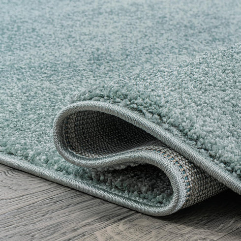 4' (SEU100S-4R) JONATHAN Y Haze Solid Low-Pile Aqua Blue Round Indoor Area Rug, Coastal,Bohemian,Minimalist,Classic