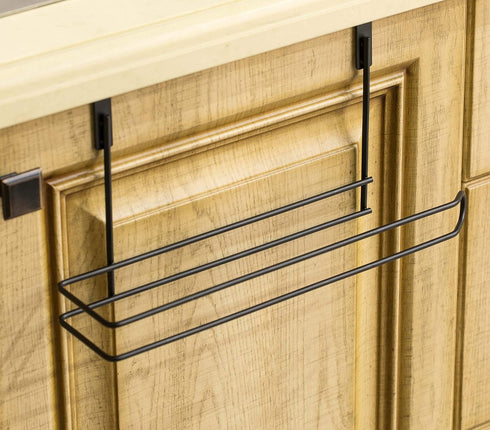 Basicwise Hanging Paper Towel Holder Over-The-Cabinet Door Organizer Rack Space-Saving Kitchen and Under-Sink Storage