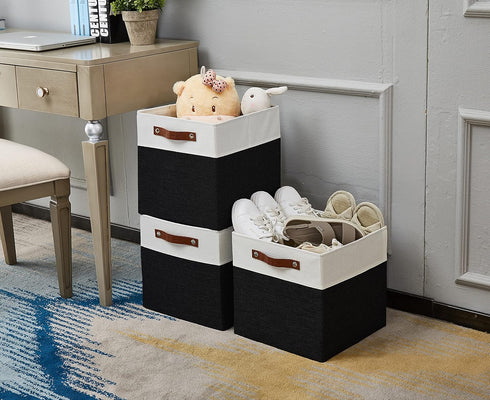 DECOMOMO Cube Storage Bins | 12x12 Collapsible Storage Cube Bins with Dual Handles for Organizing Closet, Shelf,