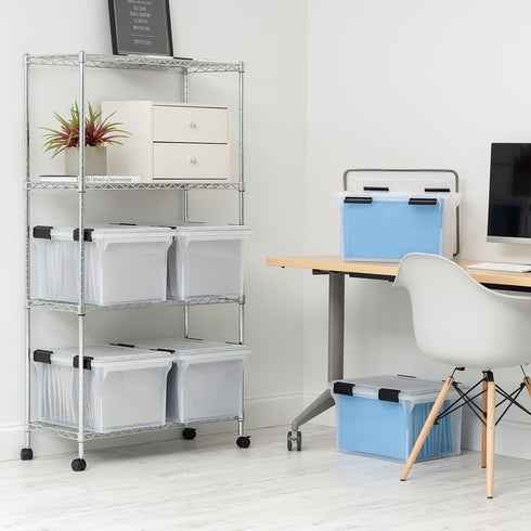 IRIS USA WeatherPro File Box Organizer for Letter/Legal Files, Water Resistant Document Box, Clear 32 Qt.