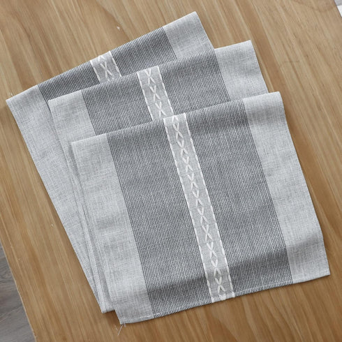 13x60inch Farmhouse Braided Striped Table Runner Rustic Embroidery Coffee Table Runners for Decorations Weddings