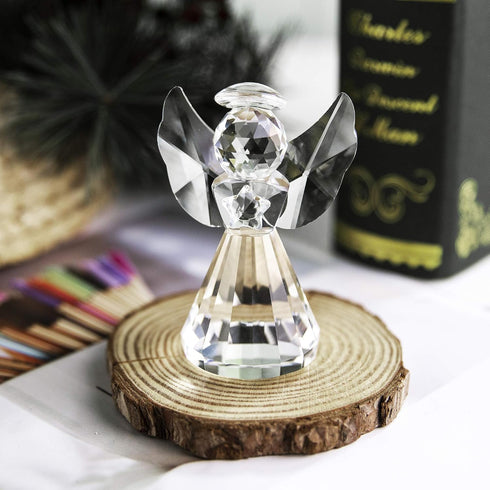HDCRYSTALGIFTS 3-Inch Clear Crystal Guardian Angel Figurine Paperweight Decor Glass Statue Ornaments Gift for Women