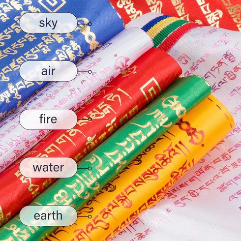 ZenBless Tibetan Prayer Flags Set, 10 Flags, 13.7"x13.4", Buddhist Flag Blessed by Tibetan Monks for Outdoor Garden