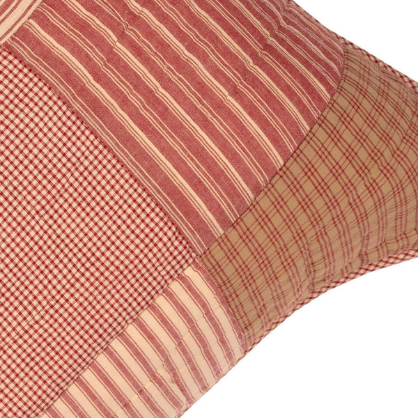 VHC Brands Sawyer Mill Red 100% Cotton Decorative Patchwork Standard Pillow Cover Sham 21x27