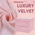 16"x12"x12" ZOES HOMEWARE Small Storage Ottoman Foot Rest, Velvet Ottoman with Storage and Side Pocket, Pink Foot Rest