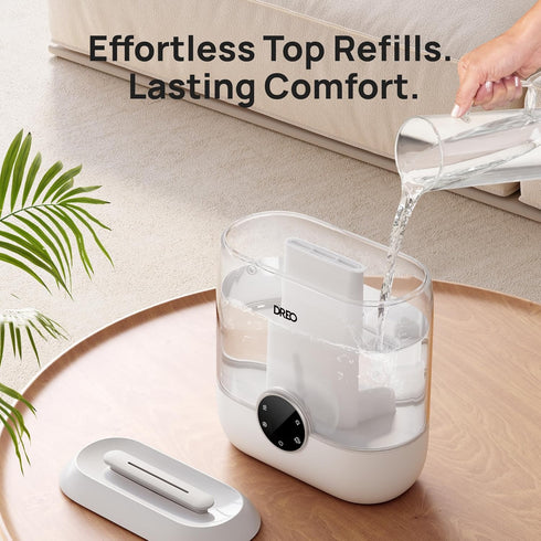 6L 60H 28 DREO Humidifiers for Bedroom, Easy to Fill & Clean, Runtime for Large room, dB Quiet Cool Mist Air Humidifier