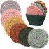 Coasters Set of 6 for Drinks Boho Absorbent Woven Cotton Coaster with