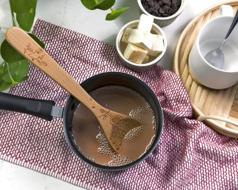 Talisman Designs Laser Etched Beechwood Mixing Spoon, Woodland Peacock Design