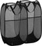 2 Packs Mesh Pop Up Laundry Hamper, Black, Portable Handles, Collapsible for Storage, Foldable for Travel