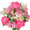 Admired By Nature Spring Bush Artificial Hydrangea Flowers - Pink-Lily