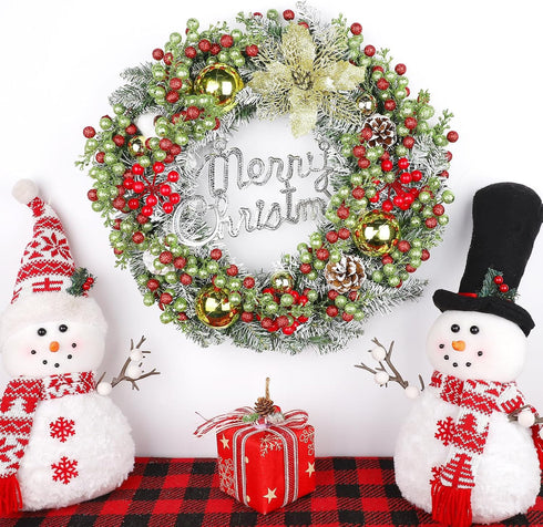Meching 24 Pack 7.5 Inch Christmas Glitter Green Red Berry Stems, Artificial Christmas Berries Picks for DIY Crafts