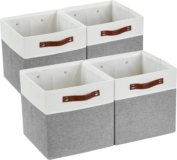 DECOMOMO 13 inch Cube Storage Bins - Collapsible Storage Cubes with Dual Handles for Clothes, Toys, Books