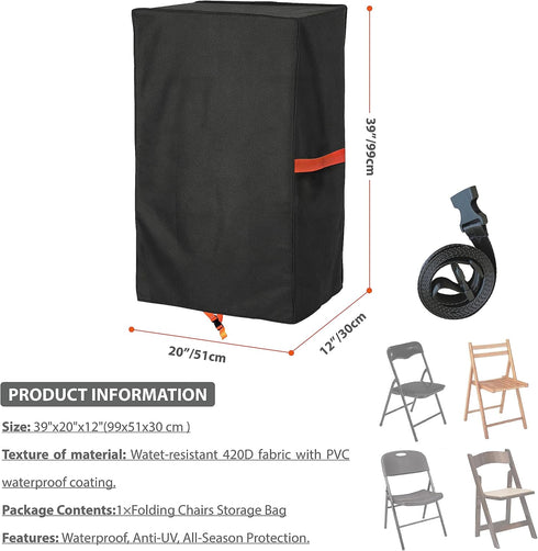 420D 5 20" 12" 39" 1 Pack Folding Chair Cover Storage Bag Waterproof Heavy Duty Oxford Fabric Chair Protector