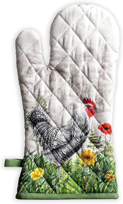 Maison d' Hermine Oven Mitt, 100% Cotton Heat Resistant BBQ Cooking Gloves with Loop for Grilling and Handling