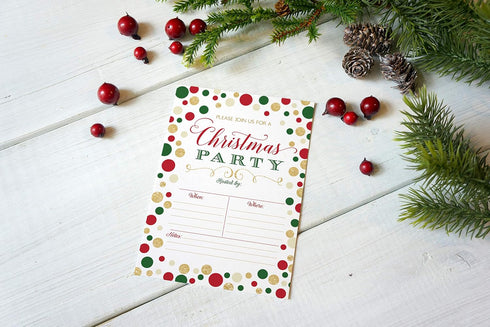 Christmas Party Invitation - Your Main Event Prints - Holiday Party Invitations - 20 Fill-In Invitations and Envelopes