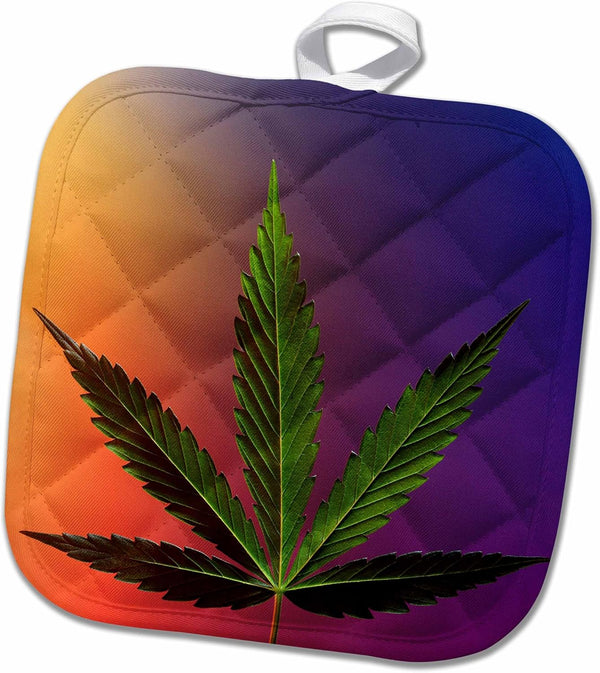 3D Rose Serbia-Belgrade Marijuana Leaf-Hemp Pot Holder, 8" x 8"