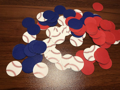 Red&Blue&White 100Pcs Baseball Confetti, Baseball Party Table Decorations for Baby Shower Birthday Party Supplies