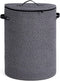 CHICVITA Large 58L Laundry Hamper with Lid, Tall Woven Basket for Clothes, Blankets, Toys, Grey