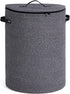 CHICVITA Large 58L Laundry Hamper with Lid, Tall Woven Basket for Clothes, Blankets, Toys, Grey