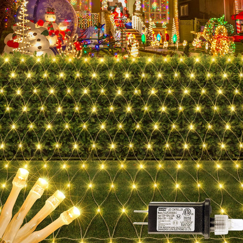 HEYFUNi Net Mesh Waterproof String Lights,360LED 13ft x 5ft Christmas Net Lights,