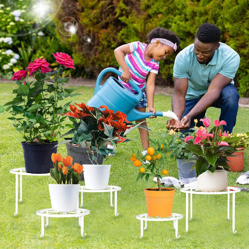 5 Pack Plant Stands White Metal Plant Stand for Outdoor Indoor Plants Heavy Duty Flower Pot Stands for Multiple Plants