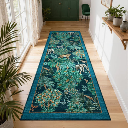 2.5x8 GarveeHome Jungle Rug Kitchen Runner Rug Non Slip Washable Runners for Hallways, Animal Print Runner Rugs