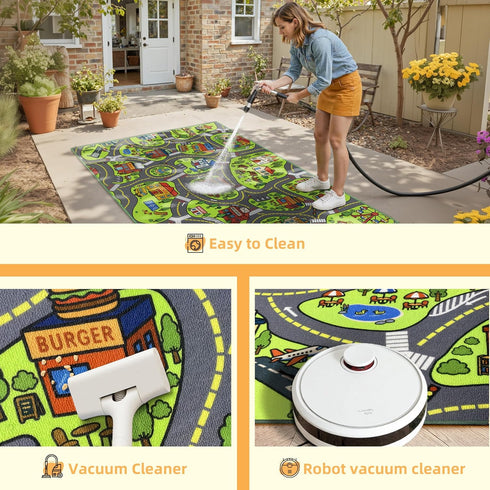 60"x36" Upgrade Ultra Non Slip Kids Car Rug, Kids Road Playmat Rug for Toy Cars, Educational Town City Map Washable