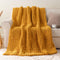 Bunnikins & Clover Mustard Yellow Throw Blanket for Couch, Chunky Knit Gold