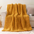 Bunnikins & Clover Mustard Yellow Throw Blanket for Couch, Chunky Knit Gold