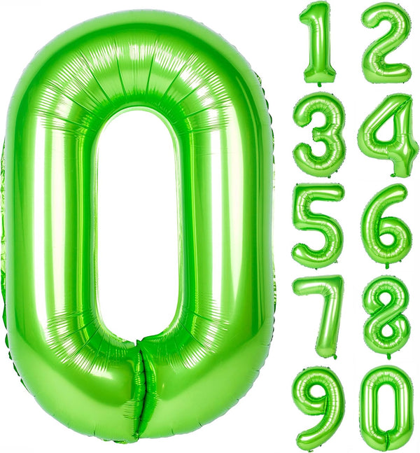 40 Inch Large Green Digital Balloon Number, Helium Foil Polyester Film for Jungle Themed Party