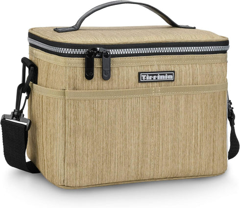 Tirrinia Insulated Lunch Bag, Leakproof Lunch Box for Work, School, Soft Lunchbox for Kids, Adult Cooler Bag, Khaki
