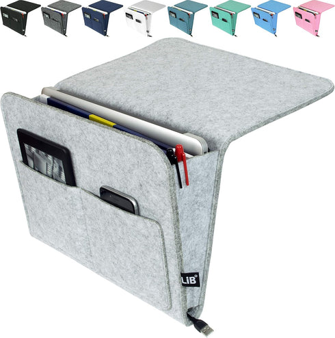 Lib Bedside Caddy, Original Design | Large Size 9.5" x 13.5" | Night Hanging Storage Organizer, Light Gray