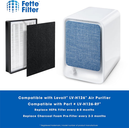 Fette Filter - Premium Air Purifier Replacement Filter Set, Compatible with Levoit LV-H126 (1 Hepa 3 Carbon)